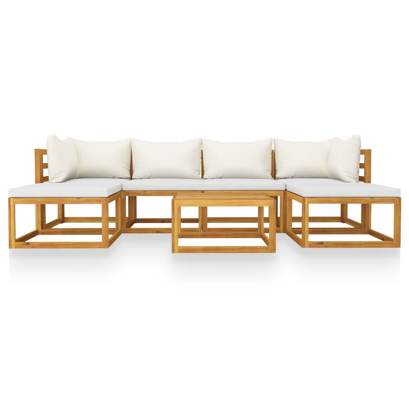 7 Piece Garden Lounge Set with Cushion Cream Solid Acacia Wood Payday Deals