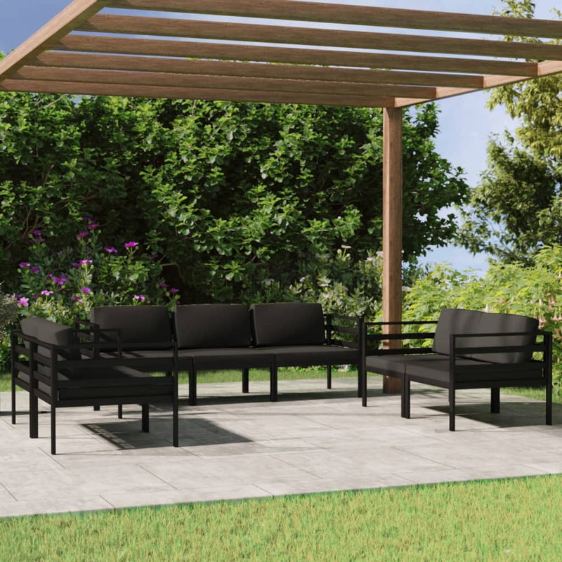 7 Piece Garden Lounge Set with Cushions Aluminium Anthracite Payday Deals