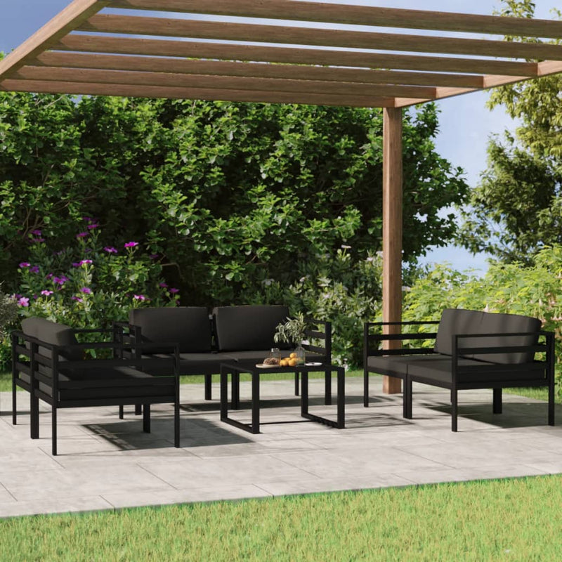 7 Piece Garden Lounge Set with Cushions Aluminium Anthracite Payday Deals