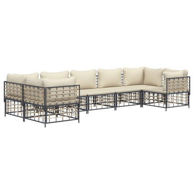 7 Piece Garden Lounge Set with Cushions Anthracite Poly Rattan Payday Deals