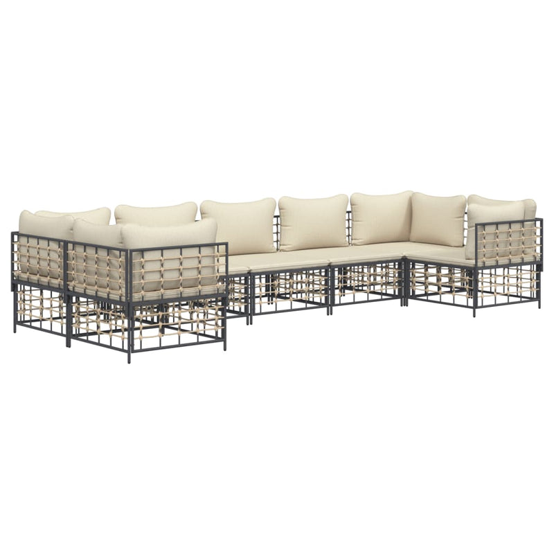 7 Piece Garden Lounge Set with Cushions Anthracite Poly Rattan Payday Deals