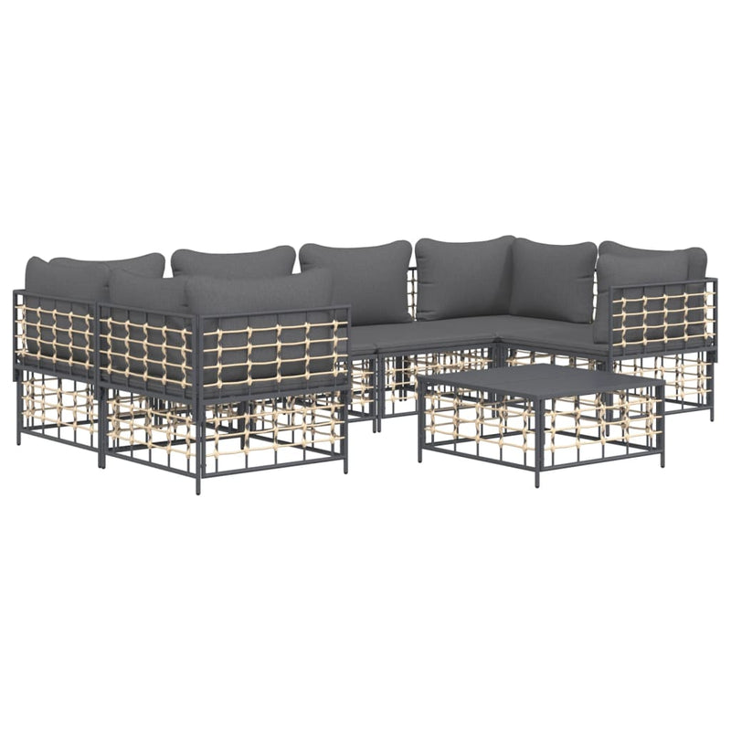 7 Piece Garden Lounge Set with Cushions Anthracite Poly Rattan Payday Deals