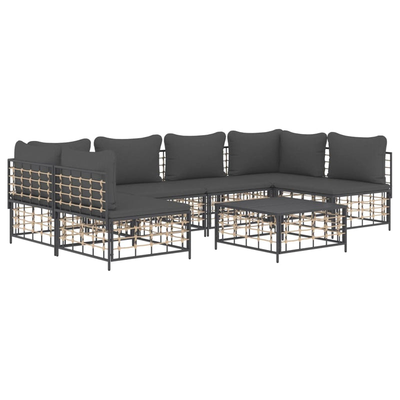 7 Piece Garden Lounge Set with Cushions Anthracite Poly Rattan Payday Deals