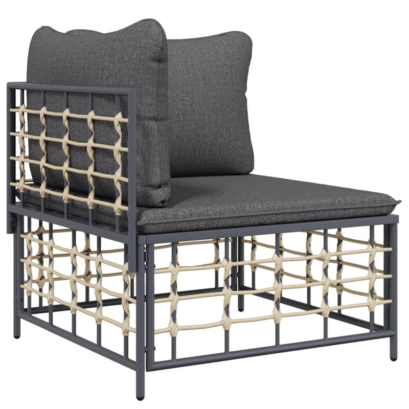 7 Piece Garden Lounge Set with Cushions Anthracite Poly Rattan Payday Deals