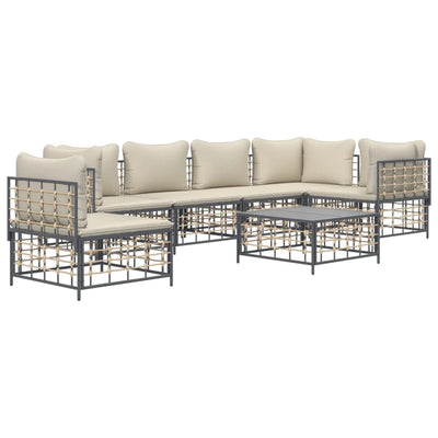 7 Piece Garden Lounge Set with Cushions Anthracite Poly Rattan Payday Deals