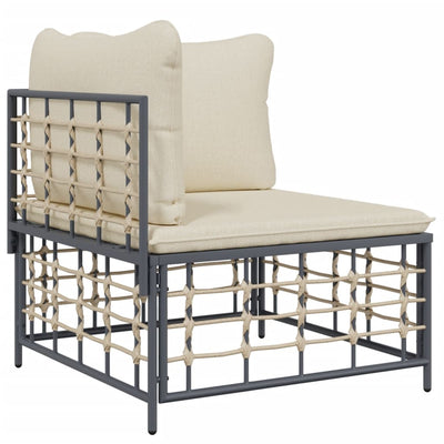 7 Piece Garden Lounge Set with Cushions Anthracite Poly Rattan Payday Deals