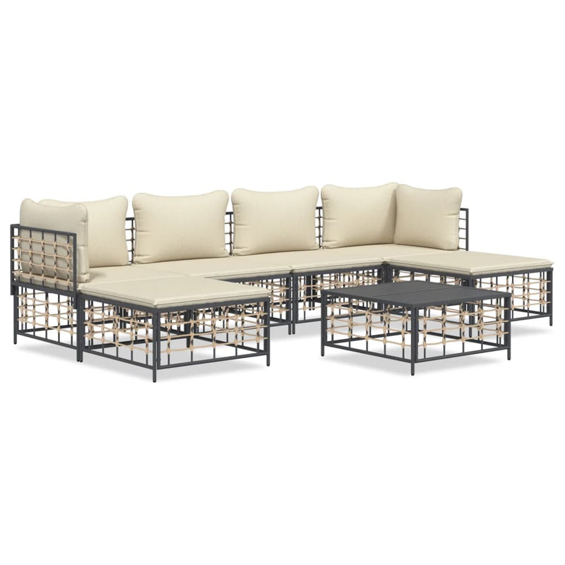 7 Piece Garden Lounge Set with Cushions Anthracite Poly Rattan Payday Deals