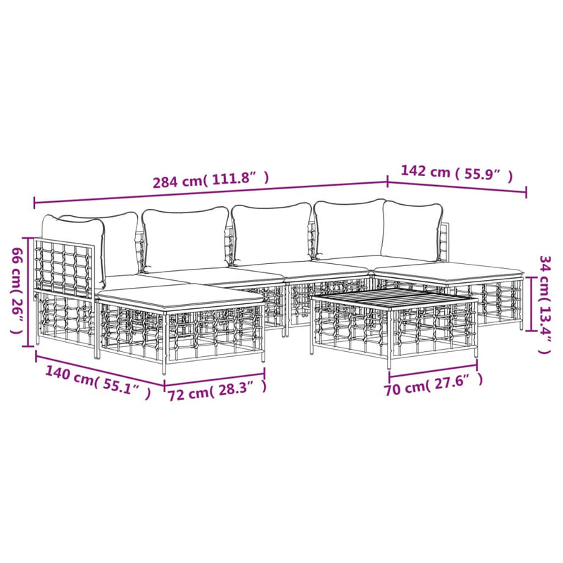 7 Piece Garden Lounge Set with Cushions Anthracite Poly Rattan Payday Deals