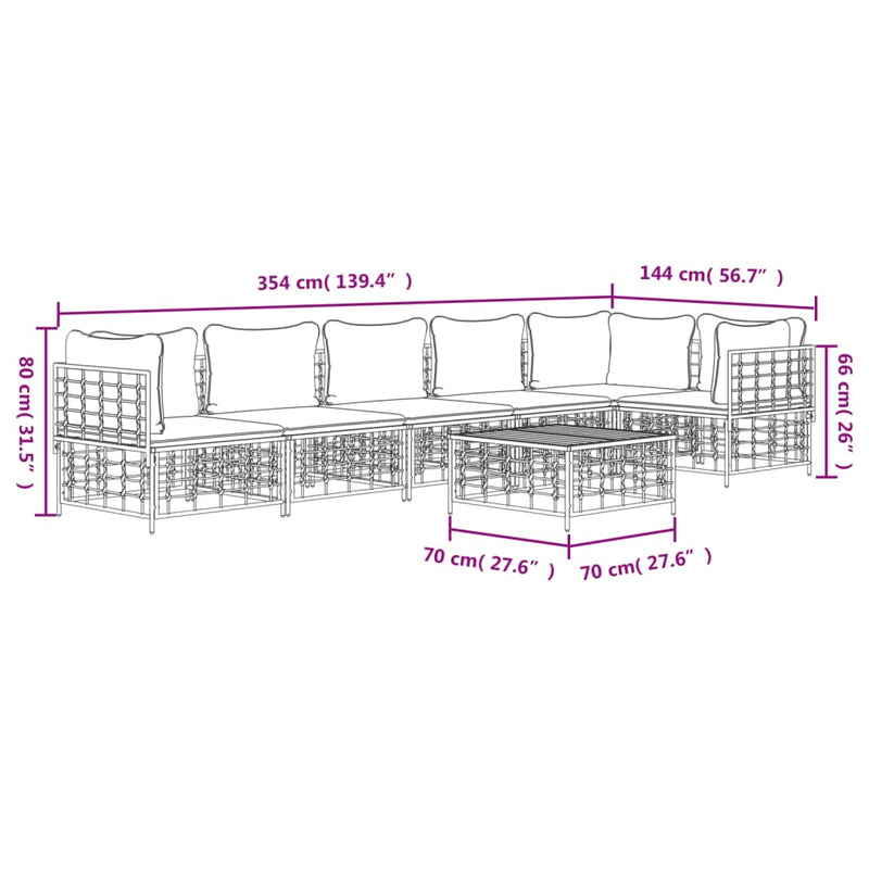7 Piece Garden Lounge Set with Cushions Anthracite Poly Rattan Payday Deals