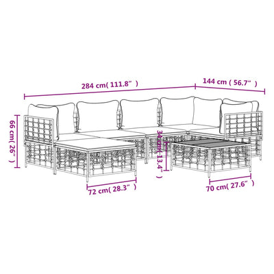 7 Piece Garden Lounge Set with Cushions Anthracite Poly Rattan Payday Deals