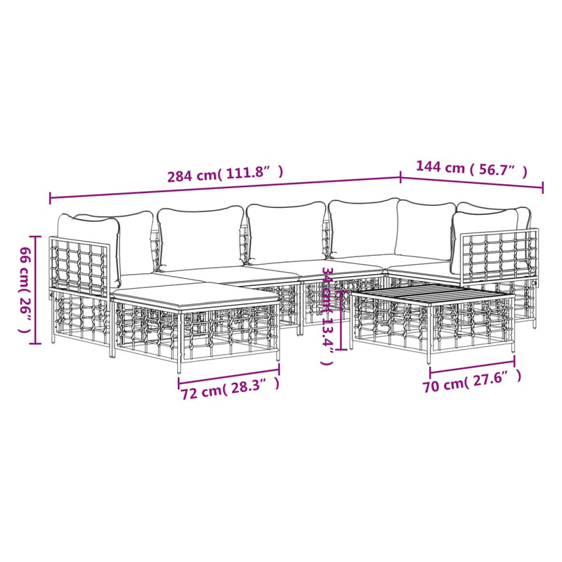 7 Piece Garden Lounge Set with Cushions Anthracite Poly Rattan Payday Deals