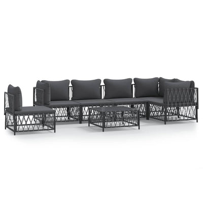 7 Piece Garden Lounge Set with Cushions Anthracite Steel Payday Deals