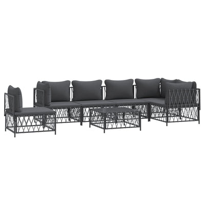 7 Piece Garden Lounge Set with Cushions Anthracite Steel Payday Deals