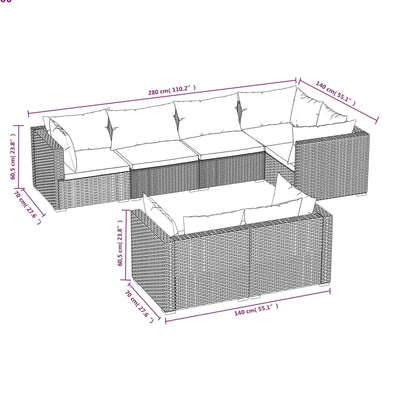 7 Piece Garden Lounge Set with Cushions Black Poly Rattan Payday Deals