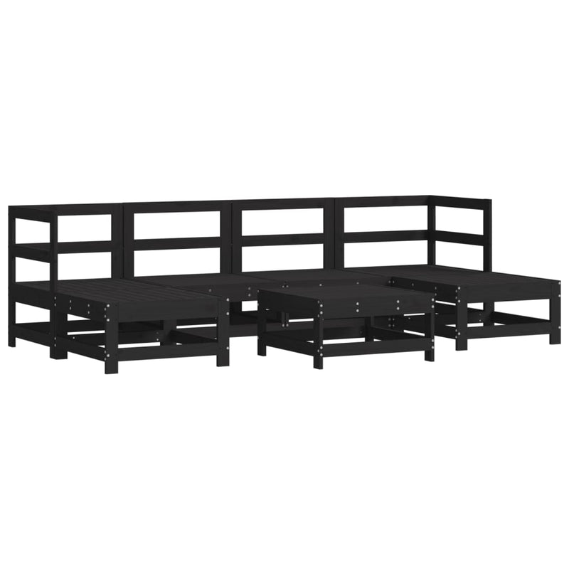 7 Piece Garden Lounge Set with Cushions Black Solid Wood Payday Deals