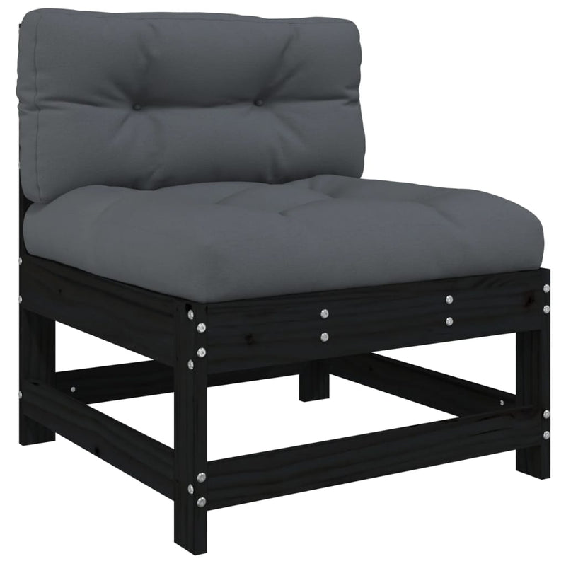 7 Piece Garden Lounge Set with Cushions Black Solid Wood Payday Deals