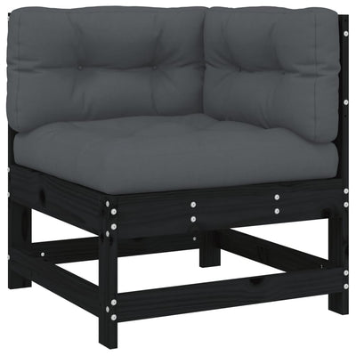 7 Piece Garden Lounge Set with Cushions Black Solid Wood Payday Deals