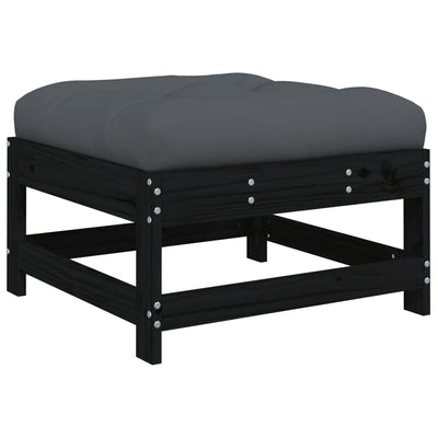 7 Piece Garden Lounge Set with Cushions Black Solid Wood Payday Deals