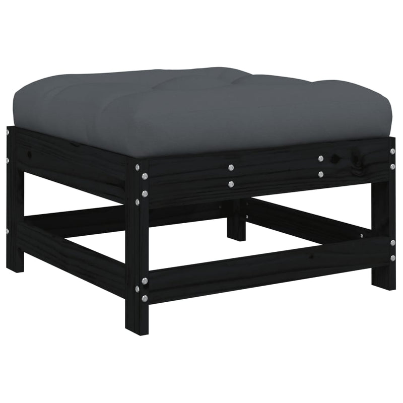 7 Piece Garden Lounge Set with Cushions Black Solid Wood Payday Deals