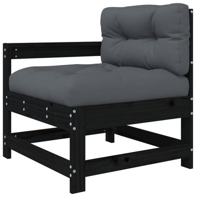 7 Piece Garden Lounge Set with Cushions Black Solid Wood Payday Deals