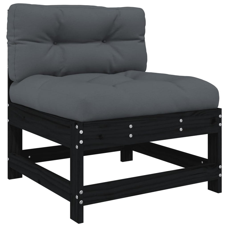 7 Piece Garden Lounge Set with Cushions Black Solid Wood Payday Deals