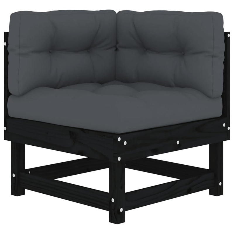 7 Piece Garden Lounge Set with Cushions Black Solid Wood Payday Deals