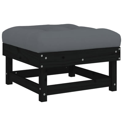7 Piece Garden Lounge Set with Cushions Black Solid Wood Payday Deals