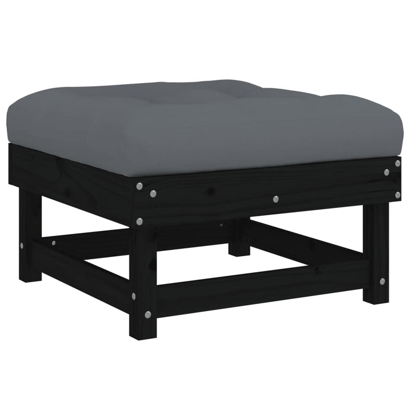 7 Piece Garden Lounge Set with Cushions Black Solid Wood Payday Deals