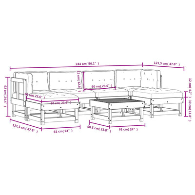 7 Piece Garden Lounge Set with Cushions Black Solid Wood Payday Deals