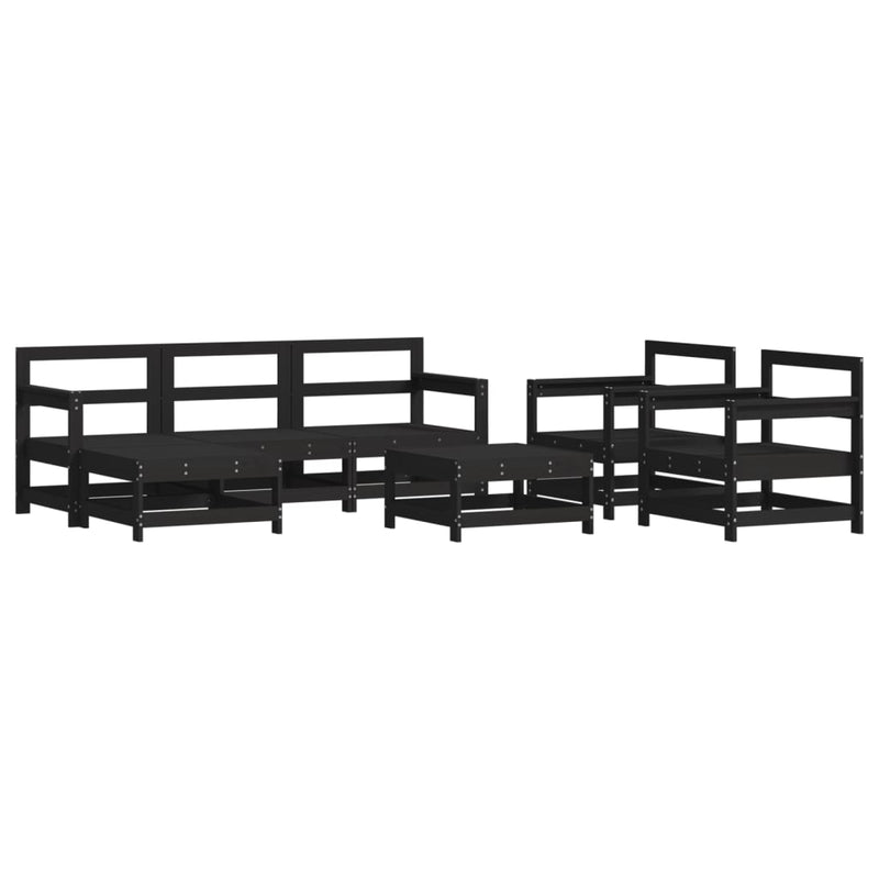 7 Piece Garden Lounge Set with Cushions Black Solid Wood Payday Deals