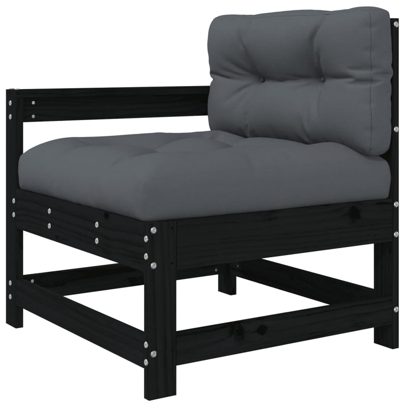 7 Piece Garden Lounge Set with Cushions Black Solid Wood Payday Deals