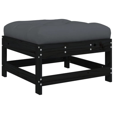 7 Piece Garden Lounge Set with Cushions Black Solid Wood Payday Deals