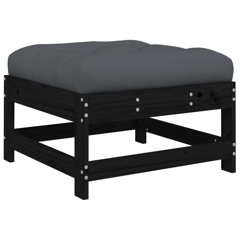 7 Piece Garden Lounge Set with Cushions Black Solid Wood Payday Deals