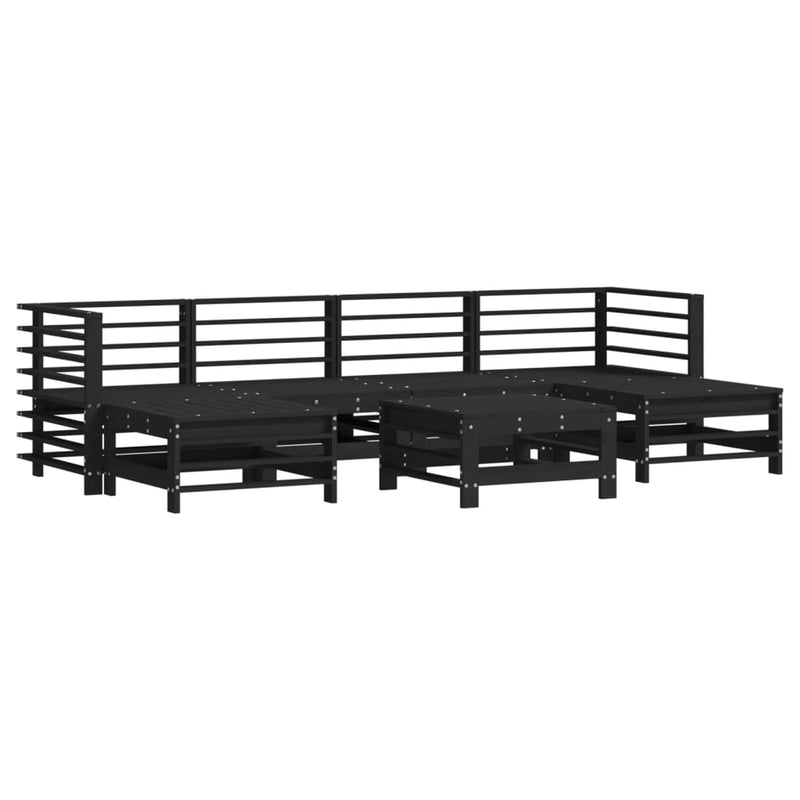 7 Piece Garden Lounge Set with Cushions Black Solid Wood Payday Deals