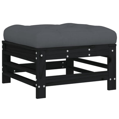 7 Piece Garden Lounge Set with Cushions Black Solid Wood Payday Deals