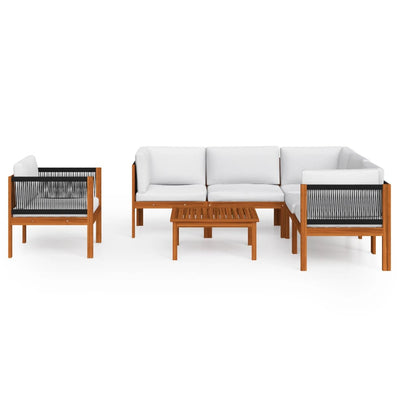 7 Piece Garden Lounge Set with Cushions Cream Solid Acacia Wood Payday Deals