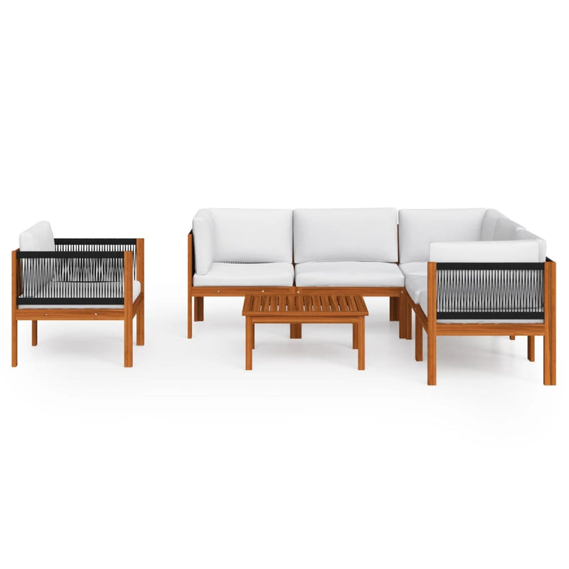 7 Piece Garden Lounge Set with Cushions Cream Solid Acacia Wood Payday Deals