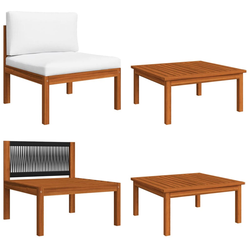 7 Piece Garden Lounge Set with Cushions Cream Solid Acacia Wood Payday Deals