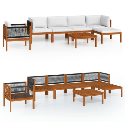 7 Piece Garden Lounge Set with Cushions Cream Solid Acacia Wood Payday Deals