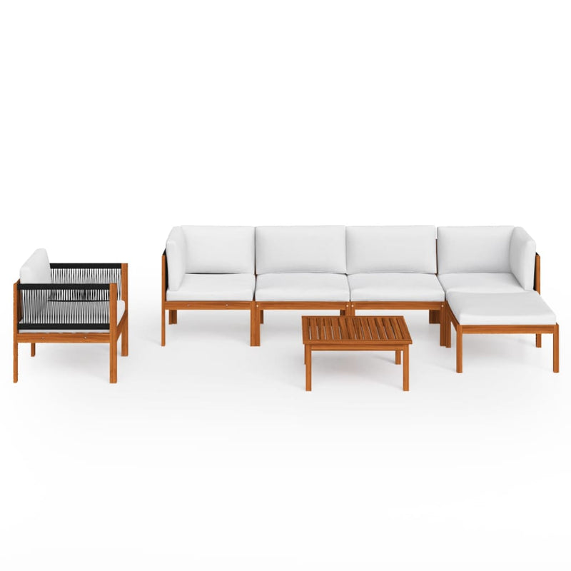 7 Piece Garden Lounge Set with Cushions Cream Solid Acacia Wood Payday Deals