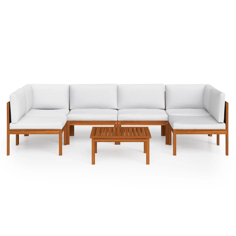 7 Piece Garden Lounge Set with Cushions Cream Solid Acacia Wood Payday Deals