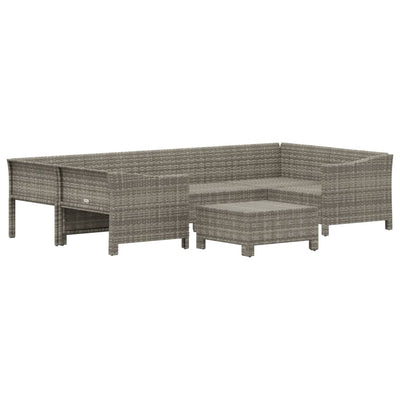 7 Piece Garden Lounge Set with Cushions Grey Poly Rattan Payday Deals