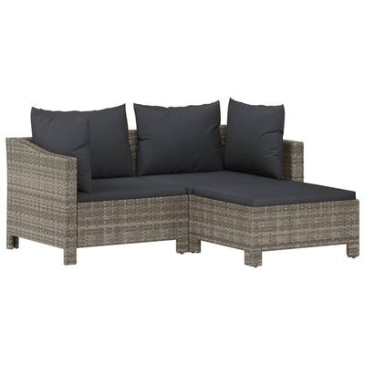 7 Piece Garden Lounge Set with Cushions Grey Poly Rattan Payday Deals
