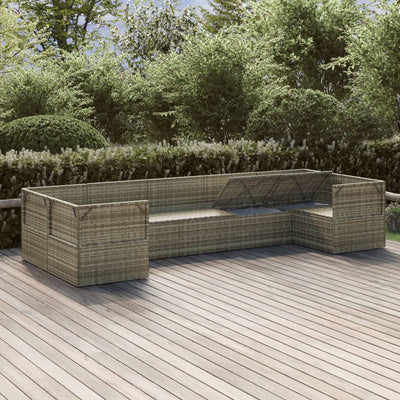 7 Piece Garden Lounge Set with Cushions Grey Poly Rattan Payday Deals