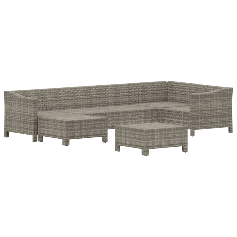 7 Piece Garden Lounge Set with Cushions Grey Poly Rattan Payday Deals