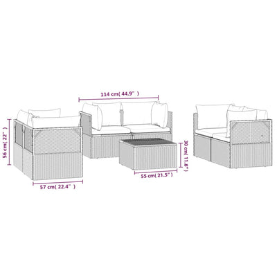 7 Piece Garden Lounge Set with Cushions Grey Poly Rattan Payday Deals