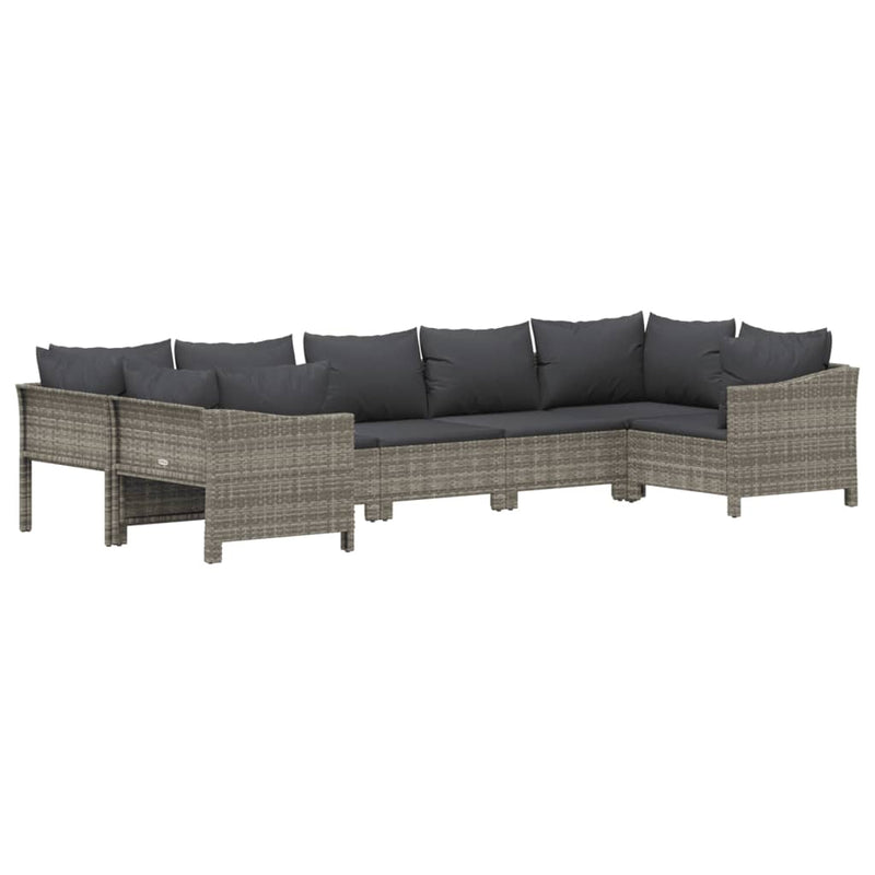 7 Piece Garden Lounge Set with Cushions Grey Poly Rattan Payday Deals