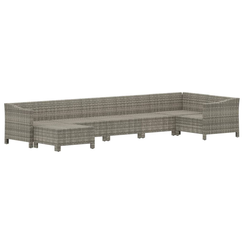 7 Piece Garden Lounge Set with Cushions Grey Poly Rattan Payday Deals