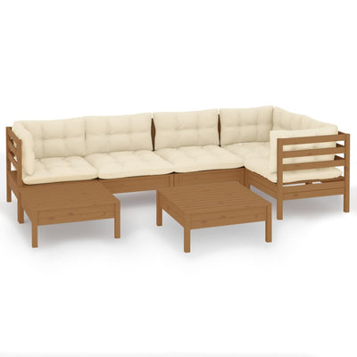 7 Piece Garden Lounge Set with Cushions Honey Brown Pinewood Payday Deals