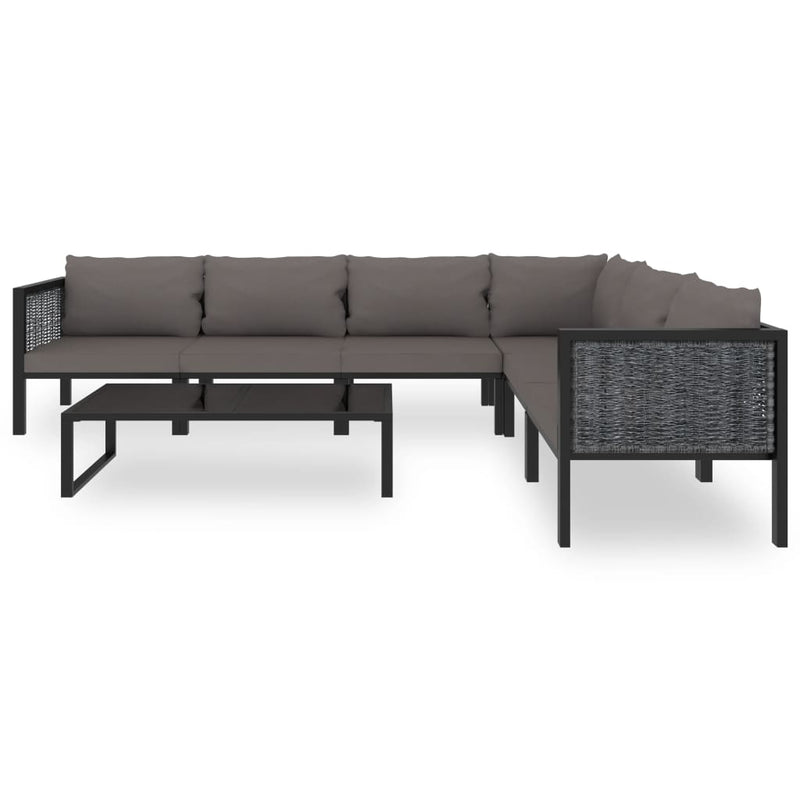 7 Piece Garden Lounge Set with Cushions Poly Rattan Anthracite Payday Deals